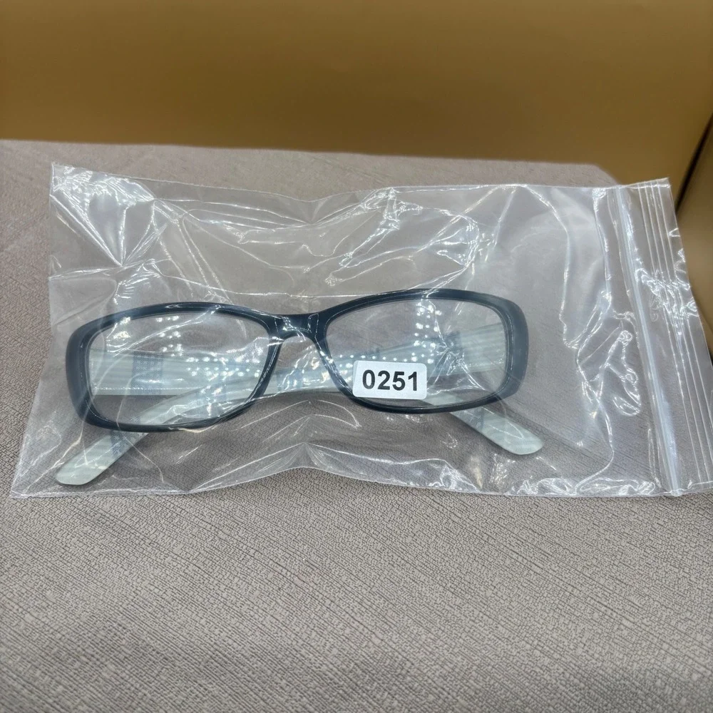 Etienne Aigner Black Rectangular Eyeglasses Plaid Temples Chic Academic Frames